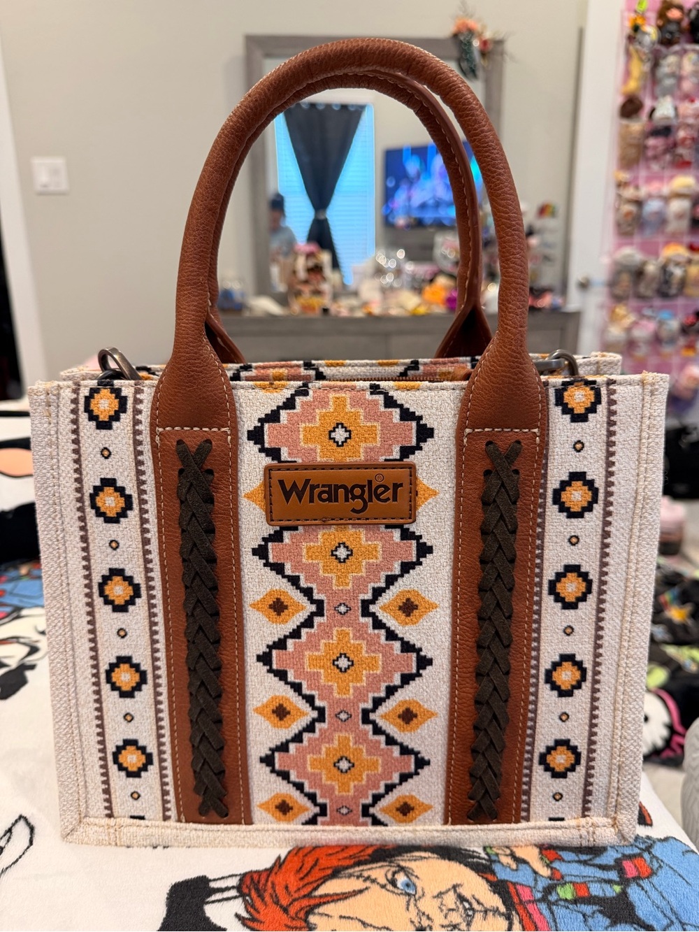 Wrangler Pink, Yellow & Brown Southwestern Tote
